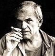 small black and white photo of Kundera